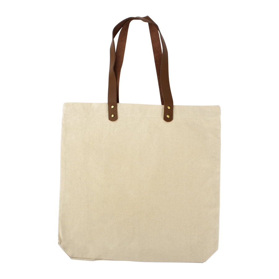 Bolsa de Compras 10oz Canvas asas Cuero - Imagen 2
