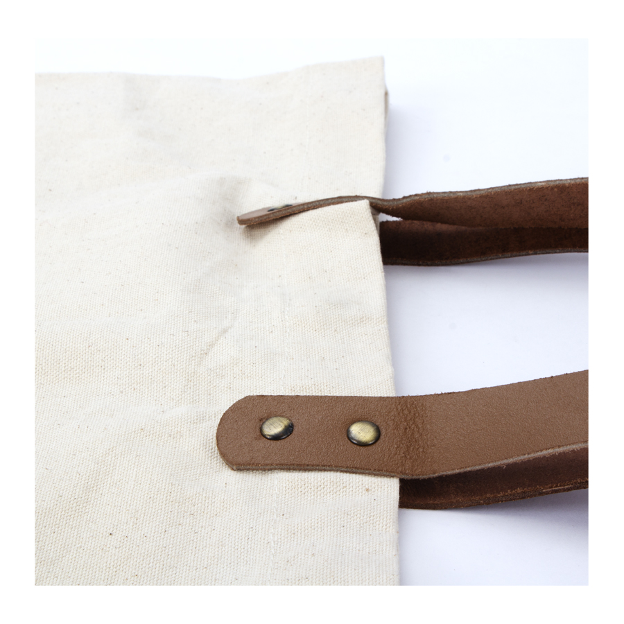 Bolsa de Compras 10oz Canvas asas Cuero - Imagen 8