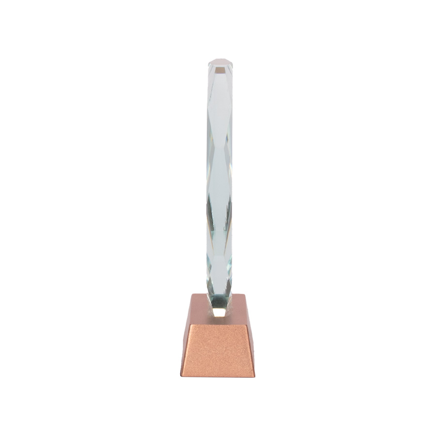 Trofeo Galvano de Cristal "RUNE" con base encobrizada. - Imagen 5