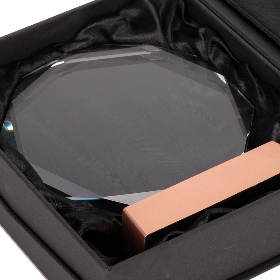 Trofeo Galvano de Cristal "RUNE" con base encobrizada. - Imagen 8