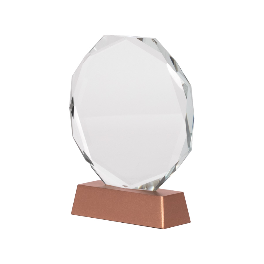 Trofeo Galvano de Cristal "RUNE" con base encobrizada. - Imagen 3