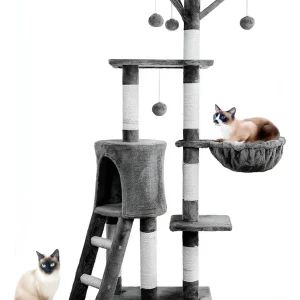 Rascador gimnasio para gatos OEM con rascador color gris oscuro